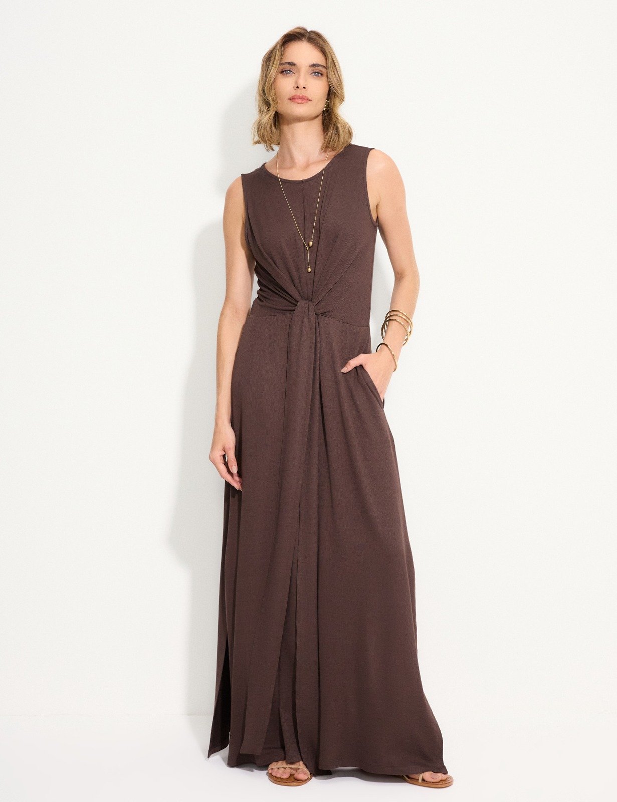 Vestido longo Flor de Menta em Malha - Imagem 2